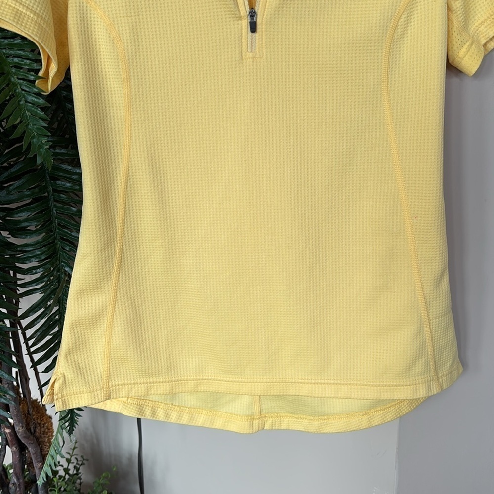 The North Face Vapor Wick Yellow Quarter Zip Short Sleeved Polo Top Golf Shirt - Picture 3 of 14